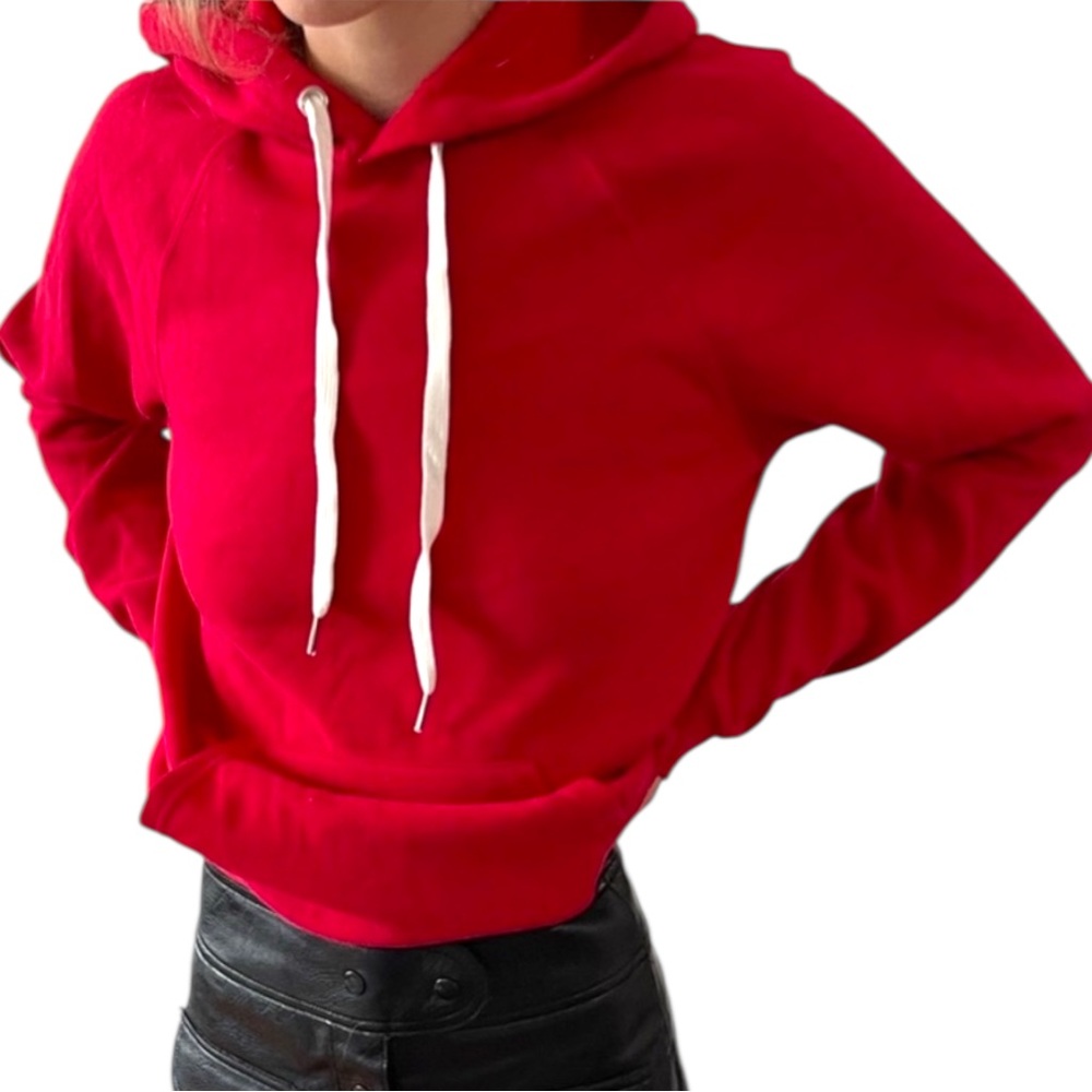 NWT FOREVER 21 Red Drawstring Hoodie Hooded Sweatshirt Pullover w/ Pocket Medium